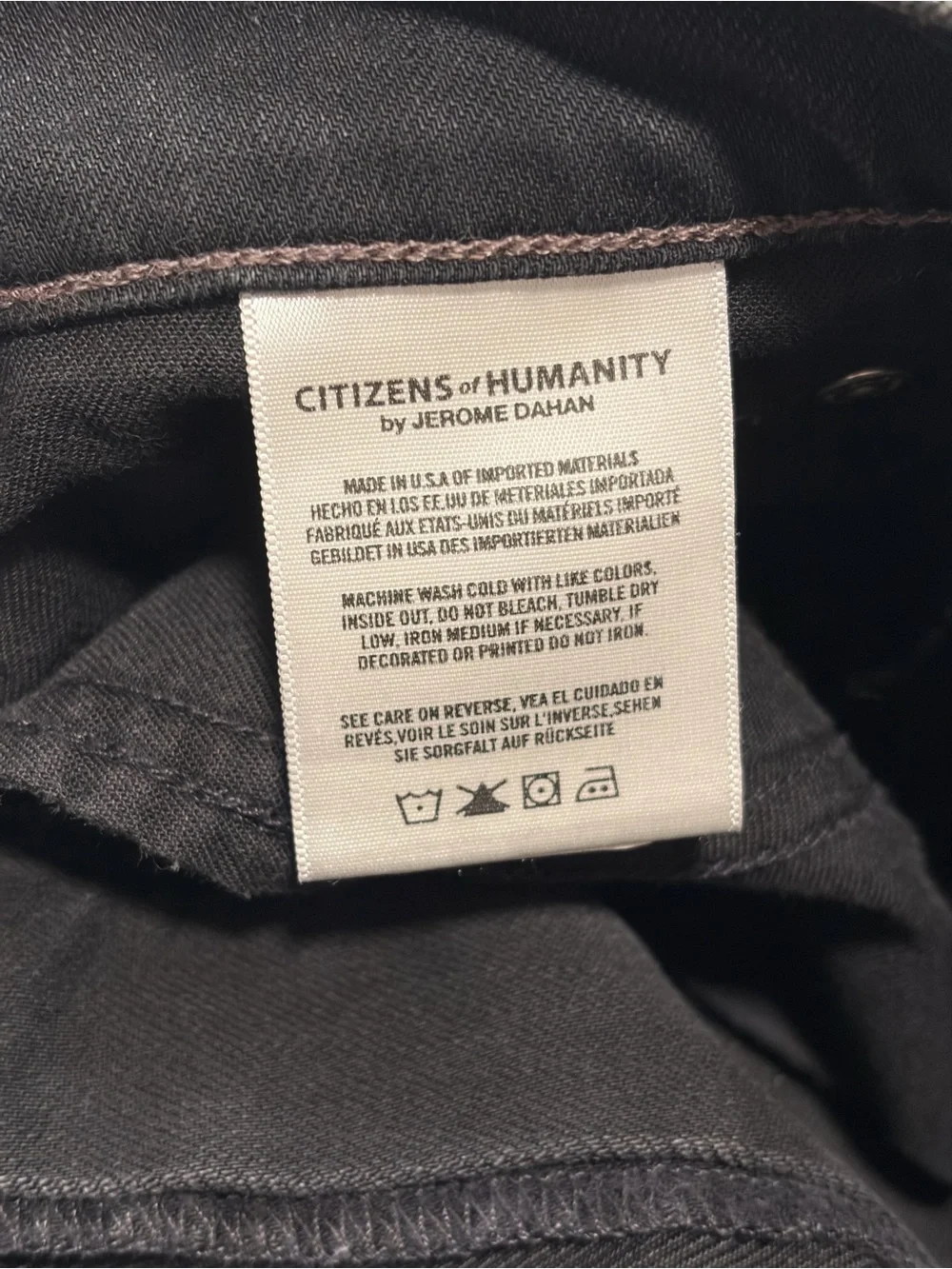 Citizens Of Humanity Black High-Rise Skinny Jeans with Knee Rips